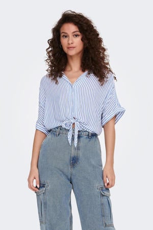 blouse ONLPAULA wit/blauw