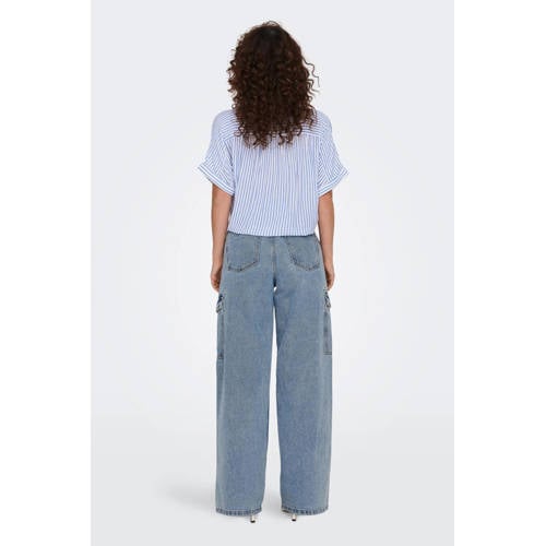 ONLY blouse ONLPAULA wit/blauw afbeelding