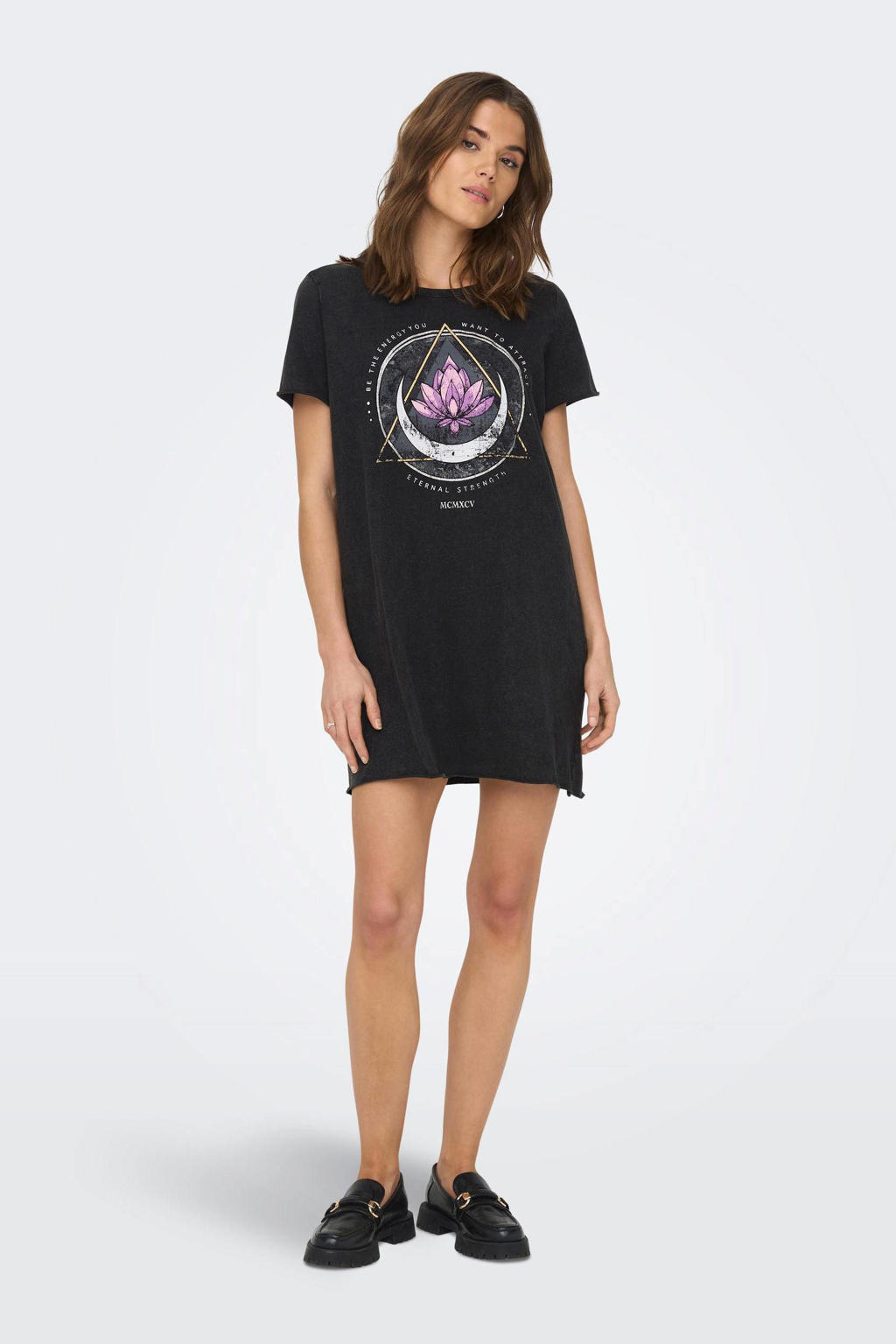 ONLY T-shirtjurk ONLLUCY met printopdruk zwart