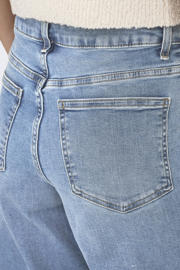 thumbnail: Lichtblauwe dames ONLY high waist wide leg jeans van denim met rits- en knoopsluiting en effen