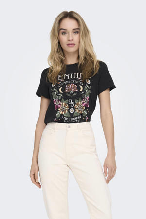 T-shirt ONLLUCY met printopdruk zwart
