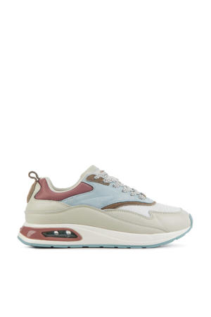   suède sneakers beige/blauw