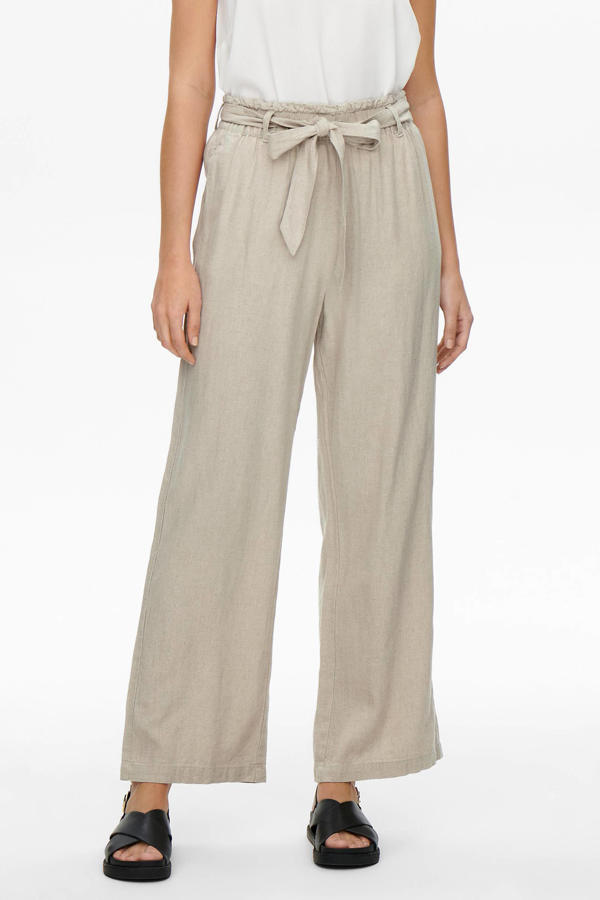 Jacqueline de Yong Broek Jdysay Linen Belt Pant Wvn Noos 15254626 Oatmeal/melange
