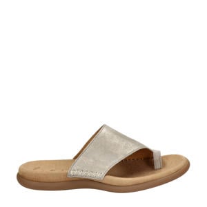 suède teenslippers goud