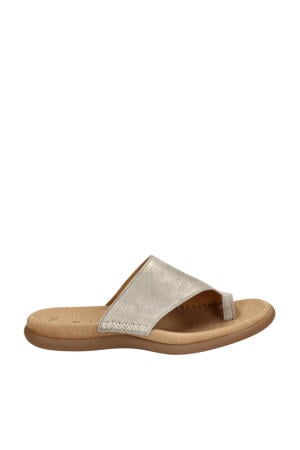 suède teenslippers goud