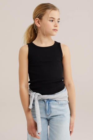 ribgebreide top zwart