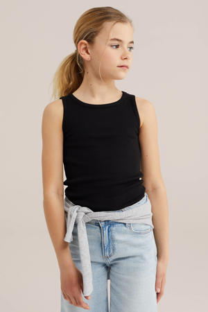 ribgebreide top zwart