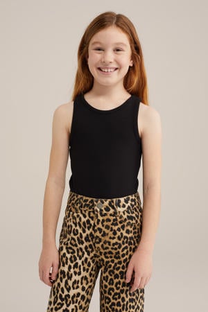 ribgebreide top zwart