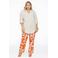 YOEK straight fit broek met linnen en all over print oranje/zand