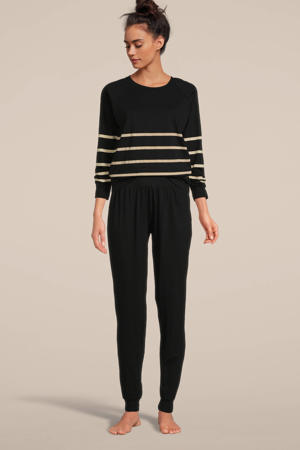 pyjama met strepen zwart/ecru