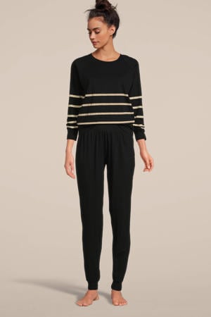 pyjama met strepen zwart/ecru