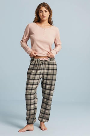 pyjamabroek ruit grijs/zwart/roze