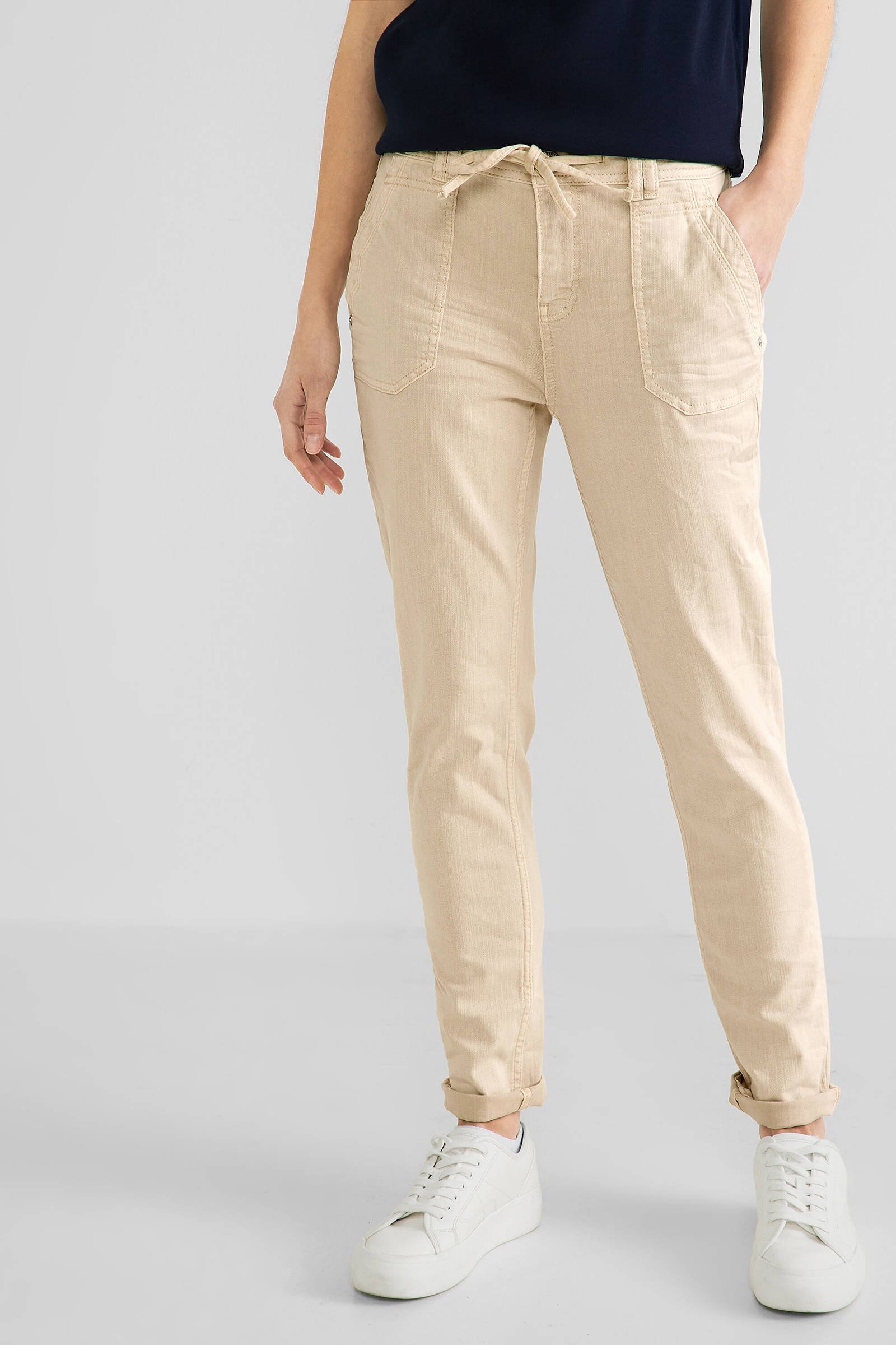 Street One regular fit broek beige wehkamp