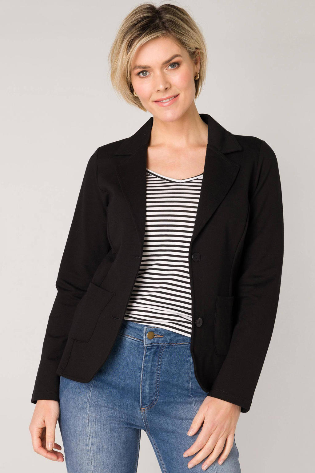 ES&SY aansluitende jersey blazer zwart