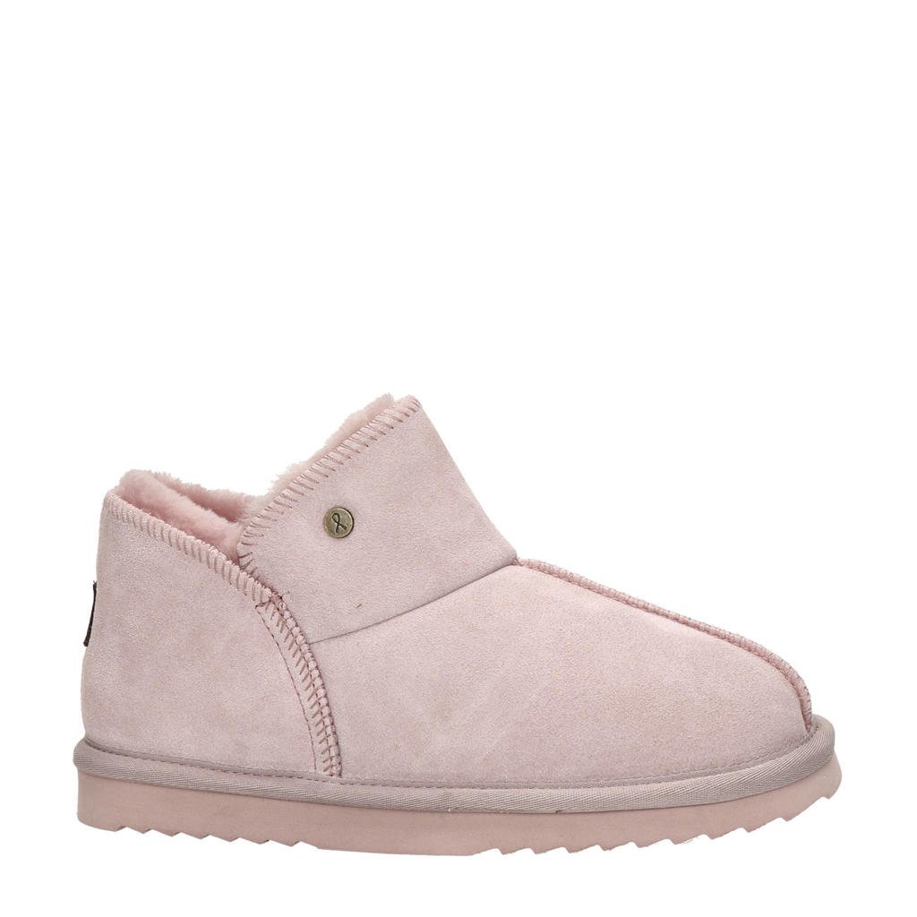 Lichtroze dames Warmbat Australia Willow gevoerde suède pantoffels