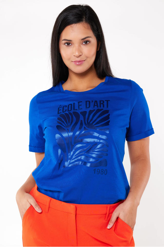 MS Mode T-shirt printopdruk blauw | wehkamp