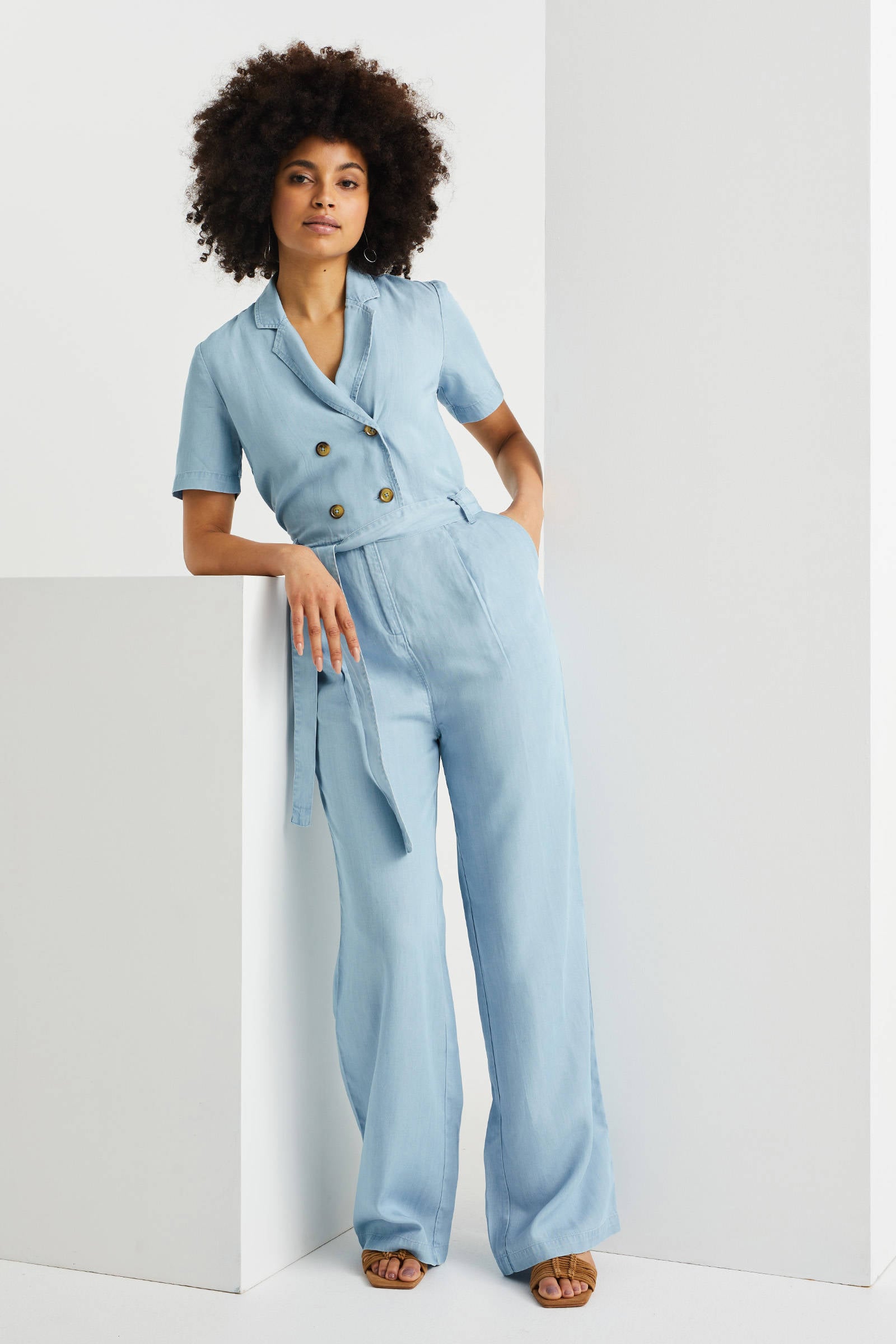 WE Fashion jumpsuit light blue denim | wehkamp