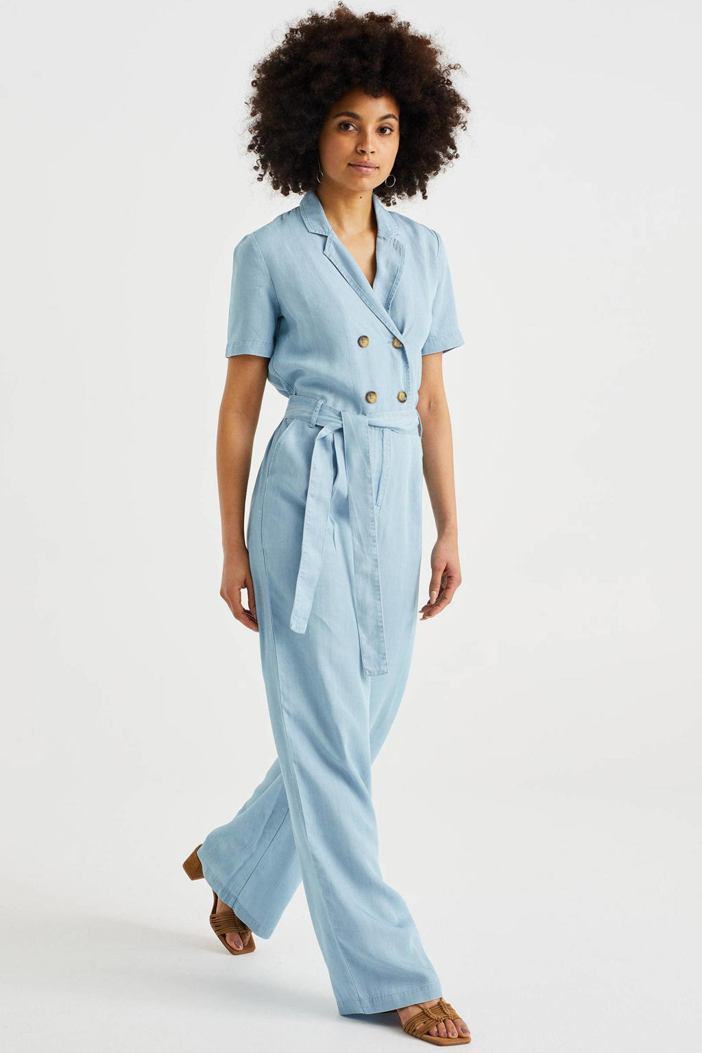 WE Fashion jumpsuit light blue denim wehkamp