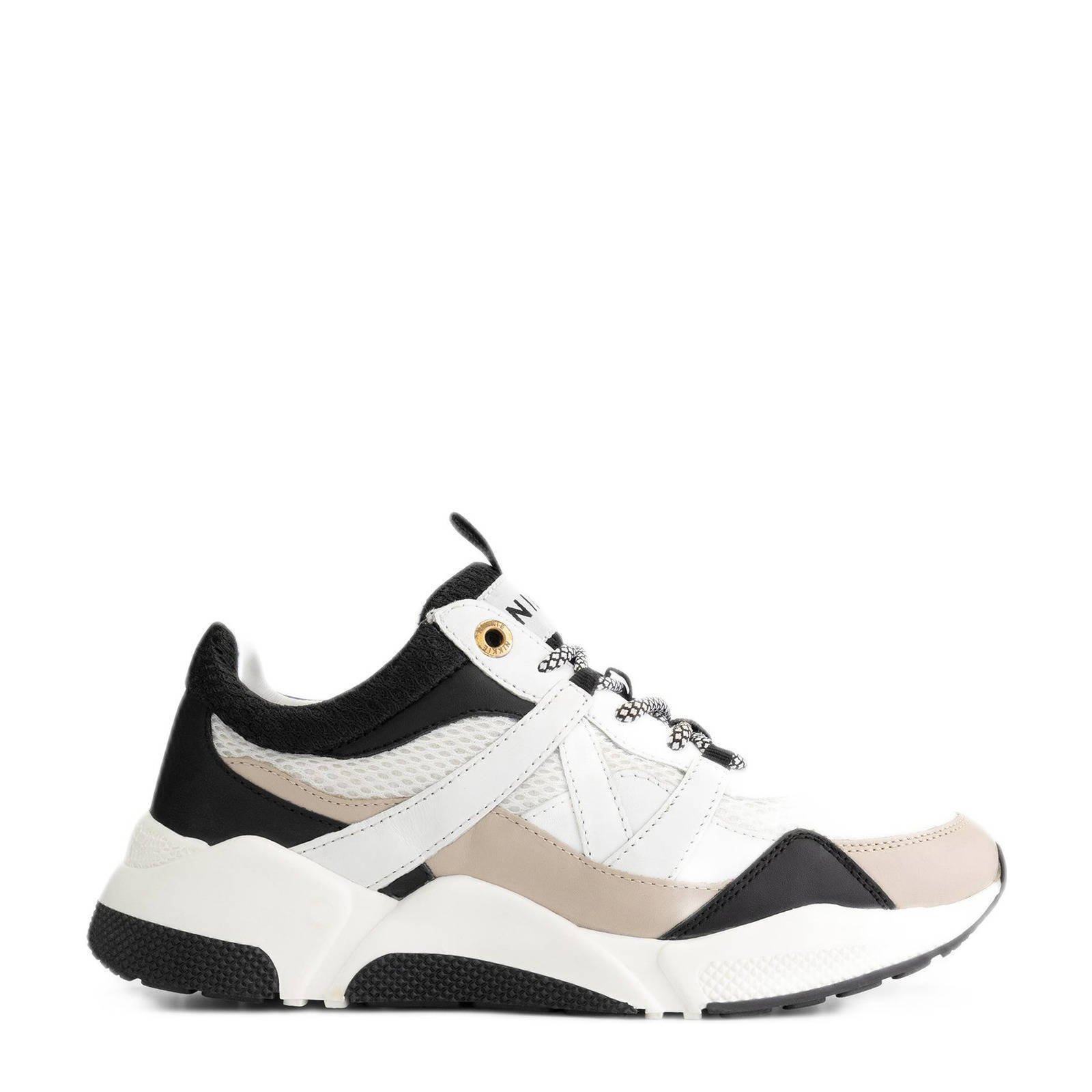 Dolly leren sneakers wit beige zwart