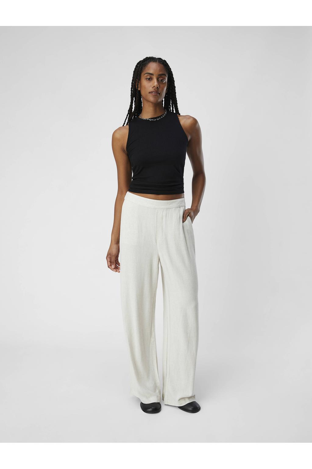 OBJECT linnen wide leg broek OBJSANNE met linnen ecru