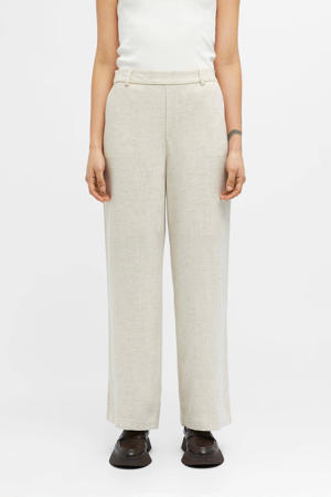 linnen wide leg broek OBJSANNE met linnen ecru