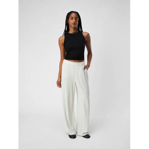 OBJECT linnen wide leg broek OBJSANNE met linnen ecru afbeelding
