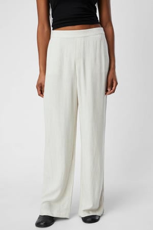 linnen wide leg broek OBJSANNE met linnen ecru