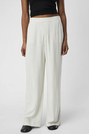 linnen wide leg broek OBJSANNE met linnen ecru