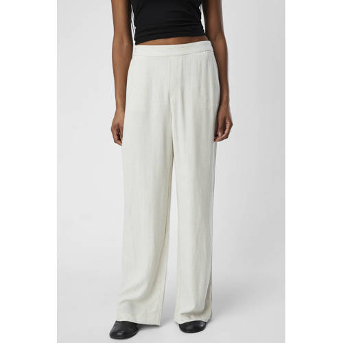 OBJECT linnen wide leg broek OBJSANNE met linnen ecru afbeelding