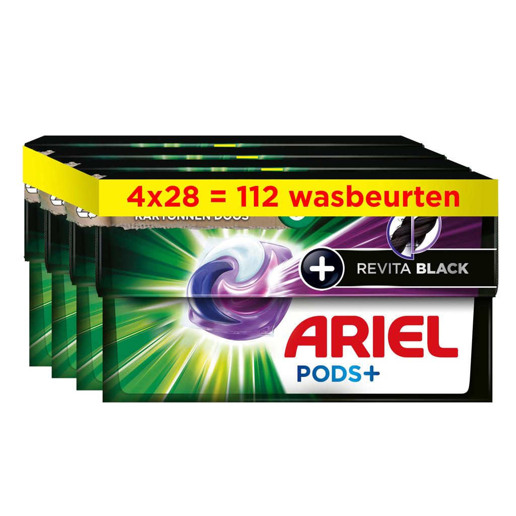 Ariel wasmiddel Pods + Revitablack -voor de zwarte was - 4 x 28 wasbeurten - 112 wasbeurten