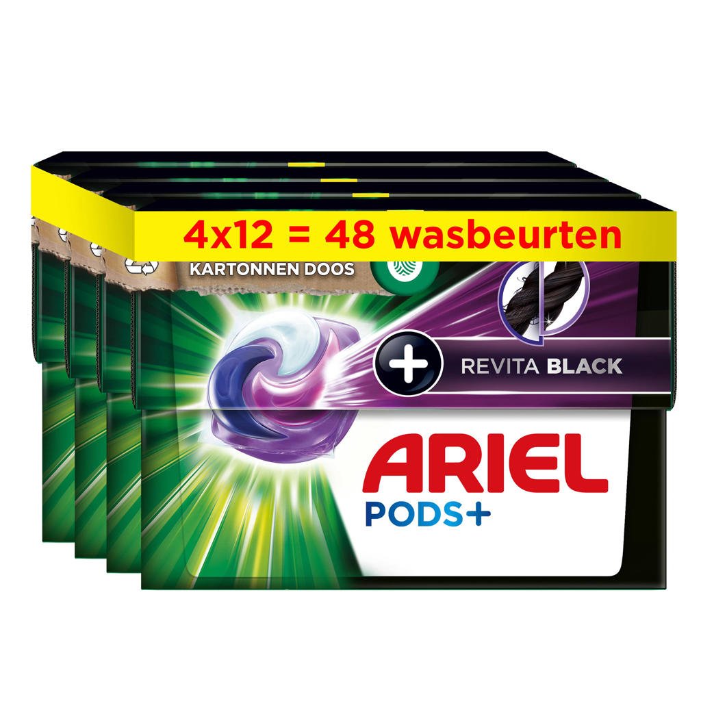 Ariel wasmiddel Pods + Revitablack - voor de zwarte was - 4 x 12 wasbeurten - 48 wasbeurten