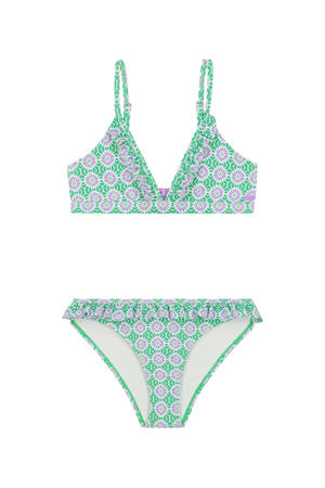 triangel bikini Blake met ruches groen/paars