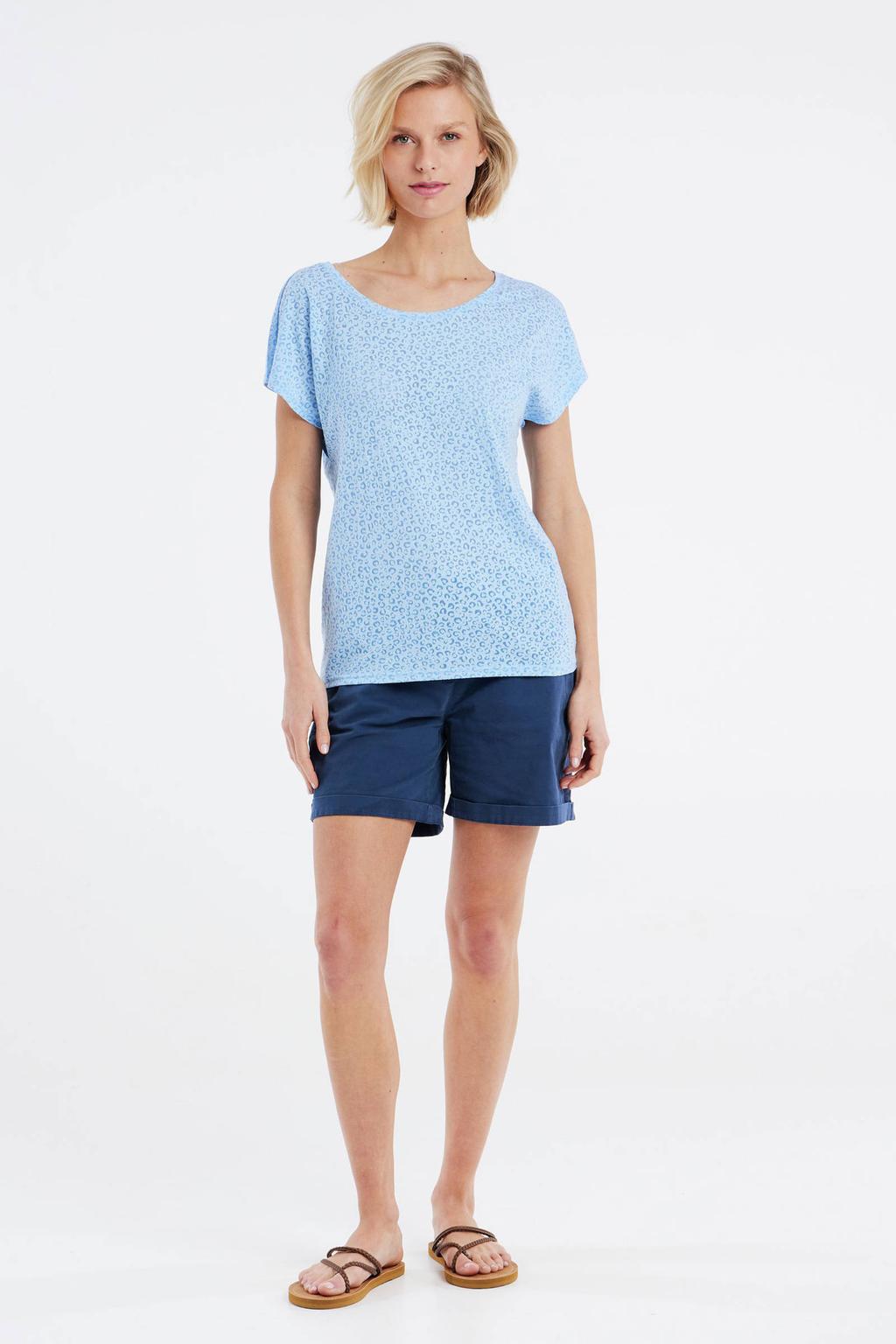 Lichtblauwe dames Protest T-shirt van katoen met korte mouwen en ronde hals