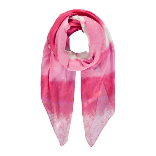 Expresso sjaal met tie-dye print roze