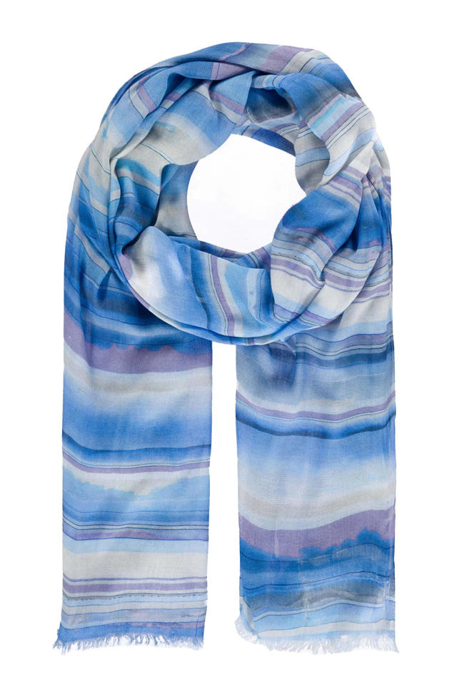 Hol vochtigheid Koken Expresso sjaal met all-over print blauw/paars/wit | wehkamp