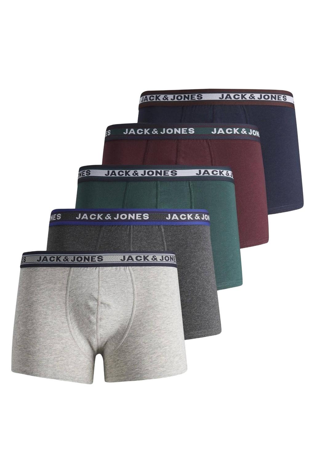 JACK & JONES JUNIOR boxershort - grijs/groen/rood (set van 5)