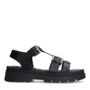 leren sandalen zwart