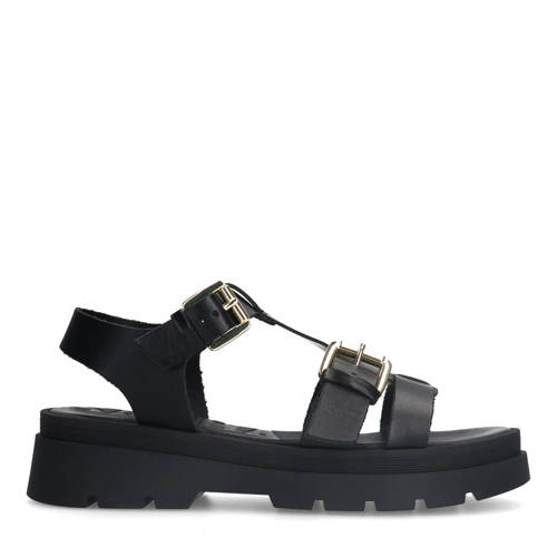 Sacha leren sandalen zwart
