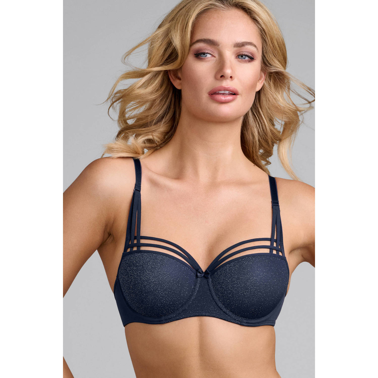 Marlies dekkers voorgevormde beugelbh Dame de Paris met lurex donkerblauw zilver