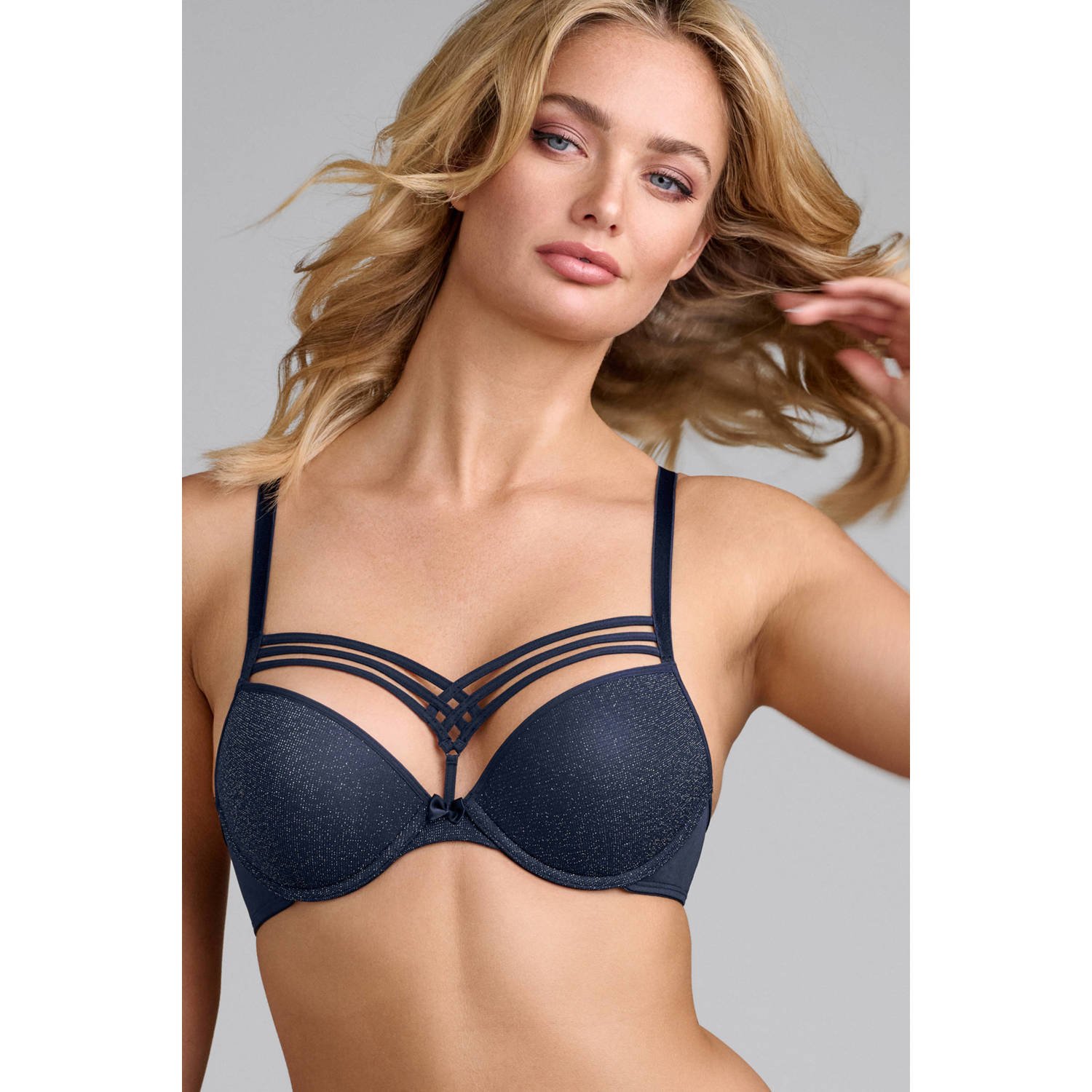 Marlies dekkers voorgevormde beugelbh Dame de Paris met lurex donkerblauw zilver
