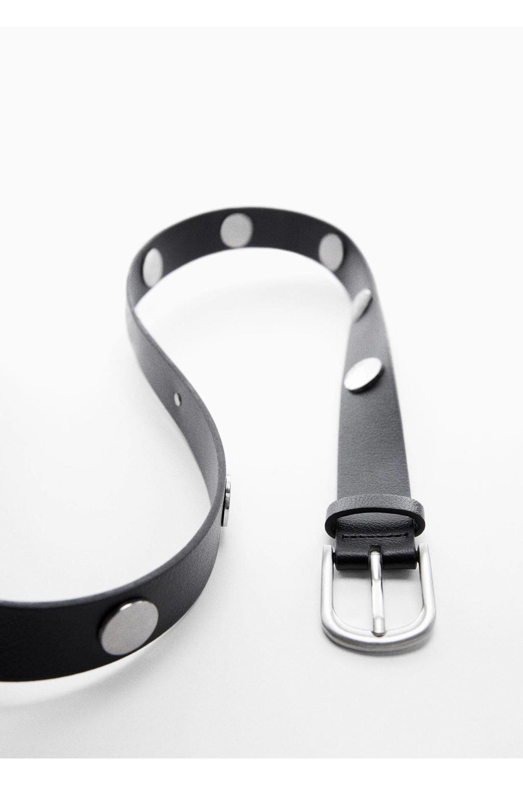 Dames riemen: Leren zwarte riem met studs 4 cm