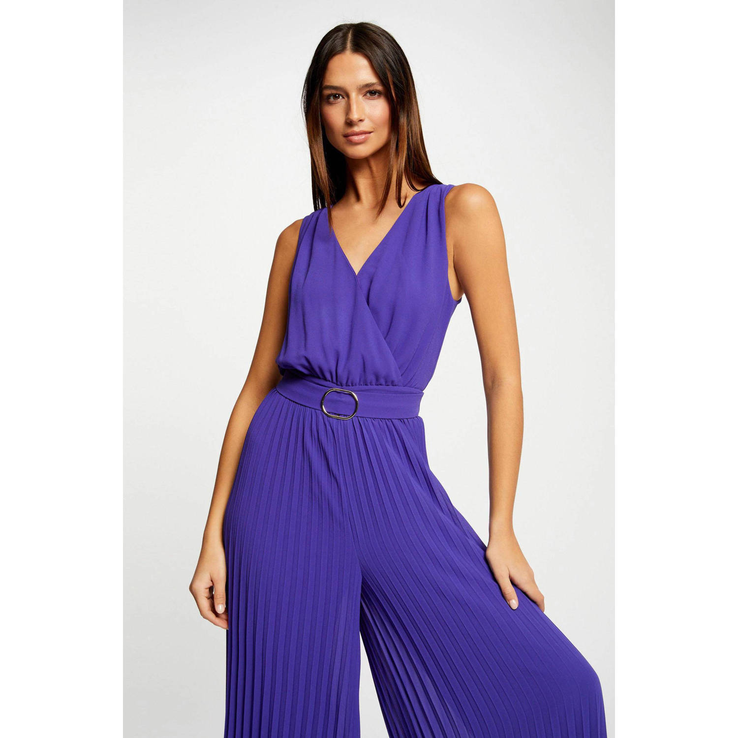 Morgan jumpsuit met plisse paars