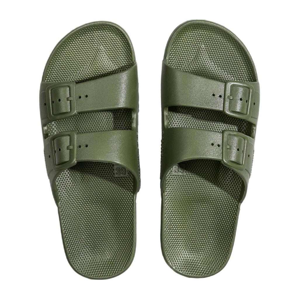 Groene jongens Freedom Moses slippers van 100% polyurethaan met gesp en effen