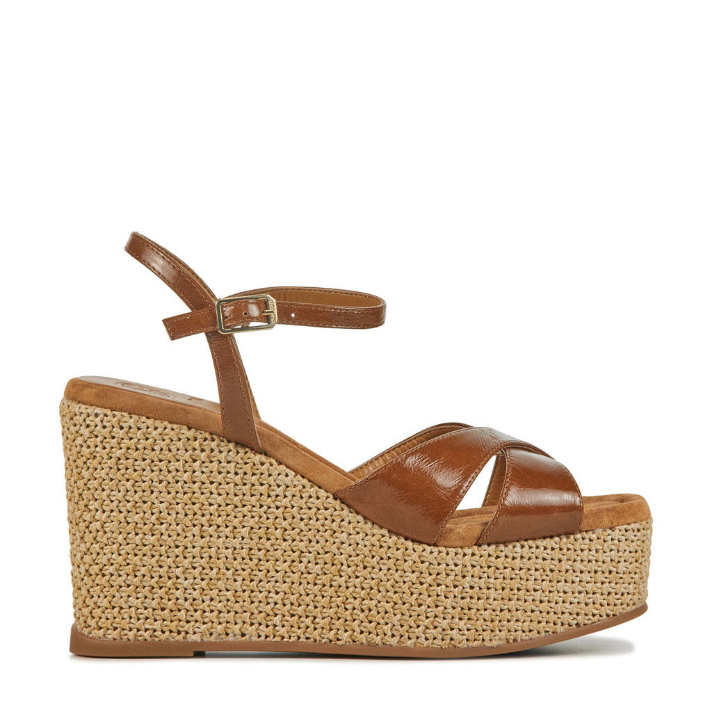 Unisa leren espadrilles bruin | wehkamp