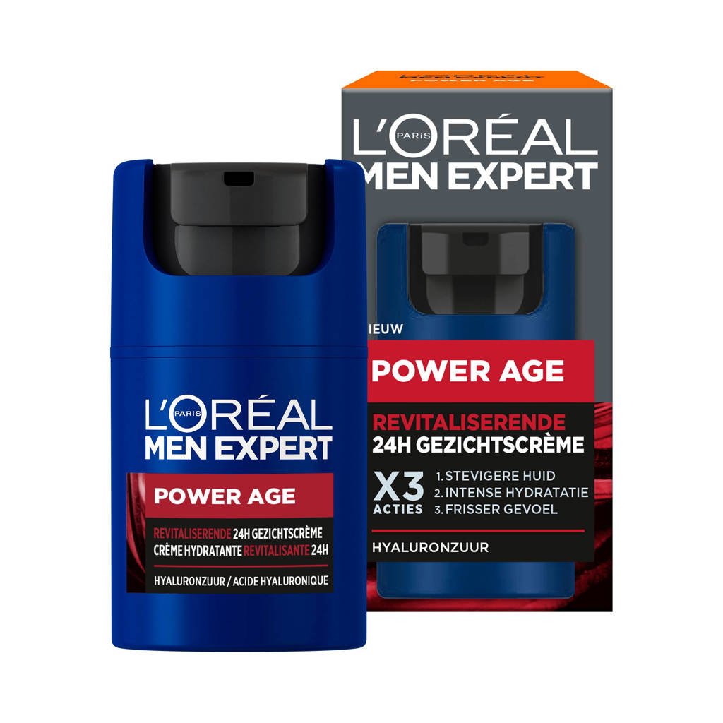 maximaliseren merknaam Vakantie L'Oréal Paris Men Expert Power Age Revitaliserende 24H Hyaluronzuur  gezichtscrème- 50 ml | wehkamp