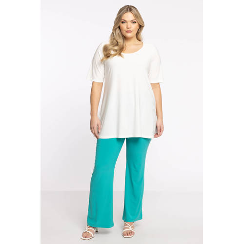 YOEK high waist bootcut broek DOLCE van travelstof turquoise afbeelding