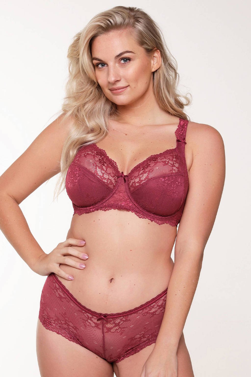 LingaDore niet-voorgevormde beugelbh Daily Full Coverage Lace donkerrood