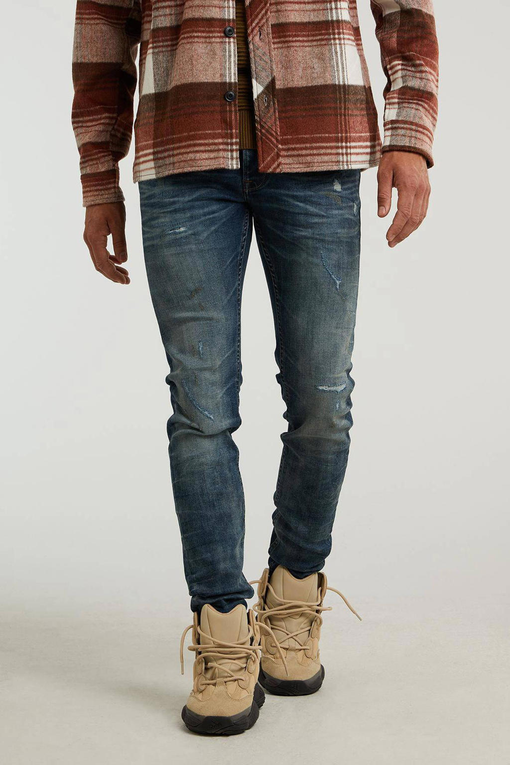 CHASIN' slim fit jeans Ego Vann mid blue repair