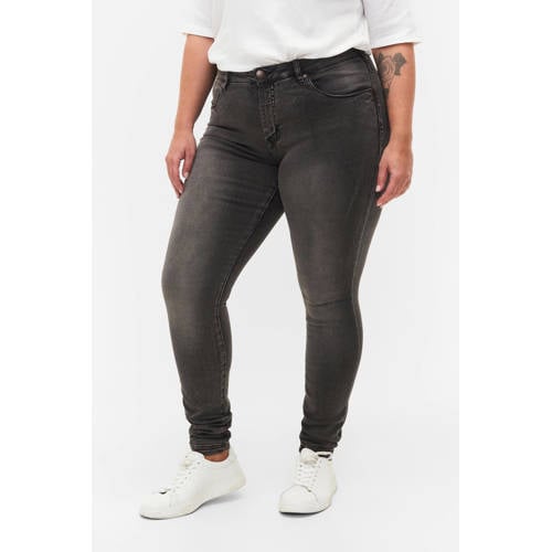 Zizzi high waist slim fit jeans AMY grey denim afbeelding