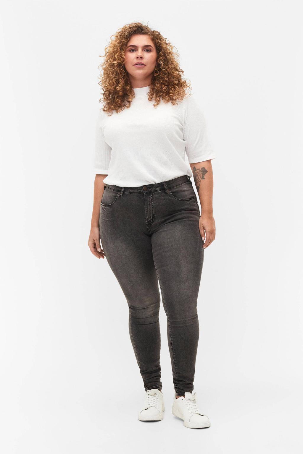 Zizzi high waist slim fit jeans AMY grey denim